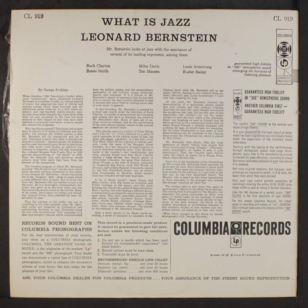 オリジナル盤！Leonard Bernstein / What Is Jazz what is jazz: Leonard Bernstein: Amazon.ca: Music